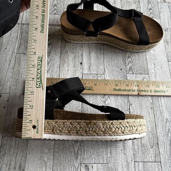 Soda Desoto Platform Women’s Sz 8.5 M Black 2" Flatform Espadrille Black Sandals - Picture 9 of 9